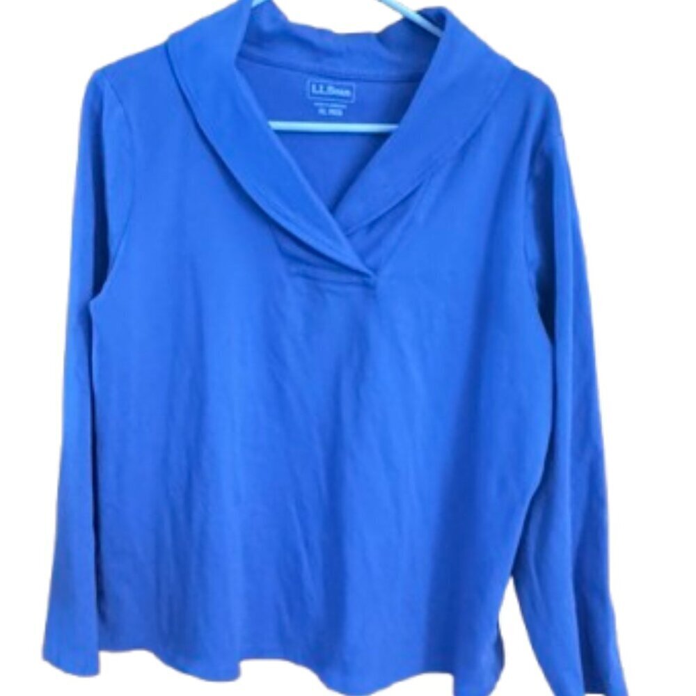LL Bean Purple Long Sleeve Shawl Collar Pullover Top Cotton Women's  X-Large